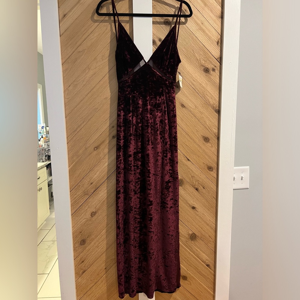 New velvet Free People maxi dress, mesh, adjustable straps, medium